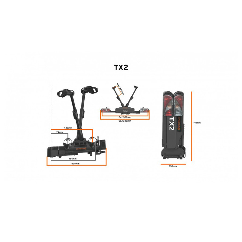 PORTABICICLETAS SPINDER - TX2 LED PEGABLE (2 BICICLETAS)